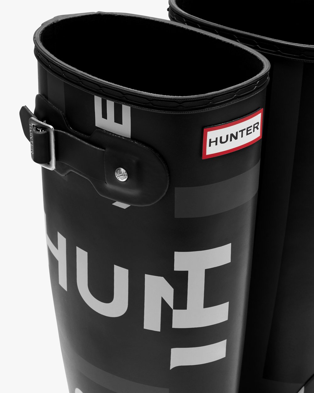 Hunter Original Exploded Logo Tall Rain Boots - Shop Online Womens Black - FKNGSX076